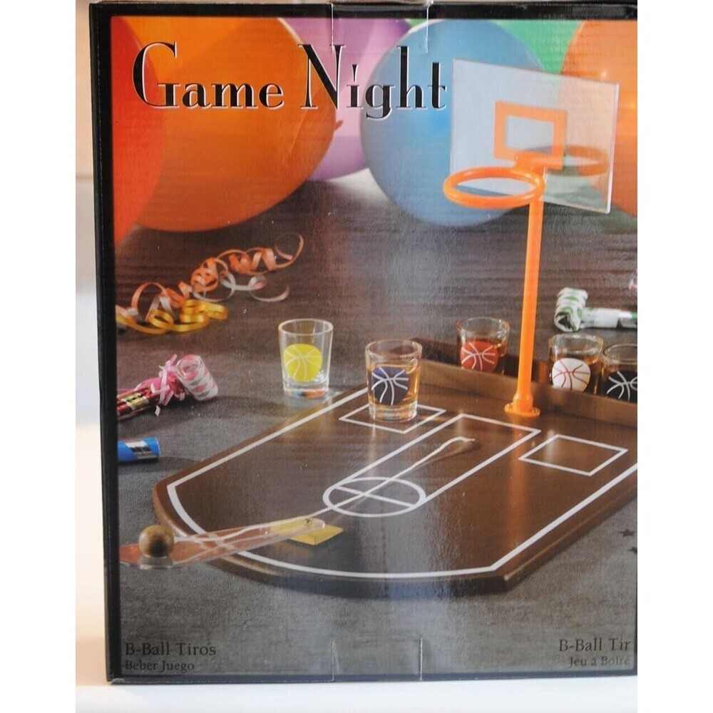 Game Night Basketball Drinking Game 6 Shot Glasses New!